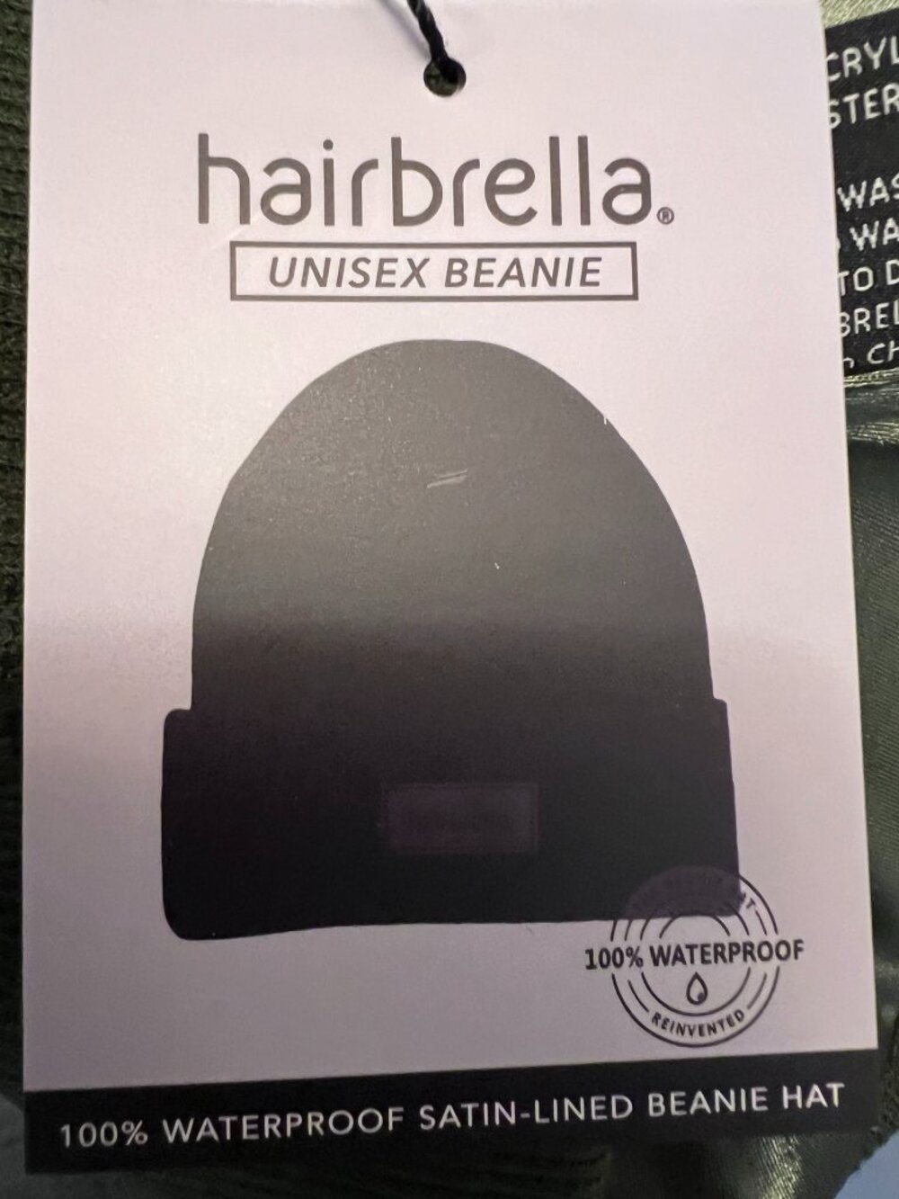 Hairbrella Forest Green Waterproof Satin Lined Beanie NWT - Picture 7 of 7